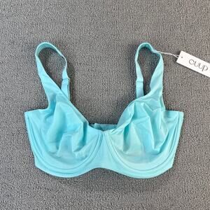 NWT CUUP The Scoop Micro Bra Underwire Aqua Blue Size 34F